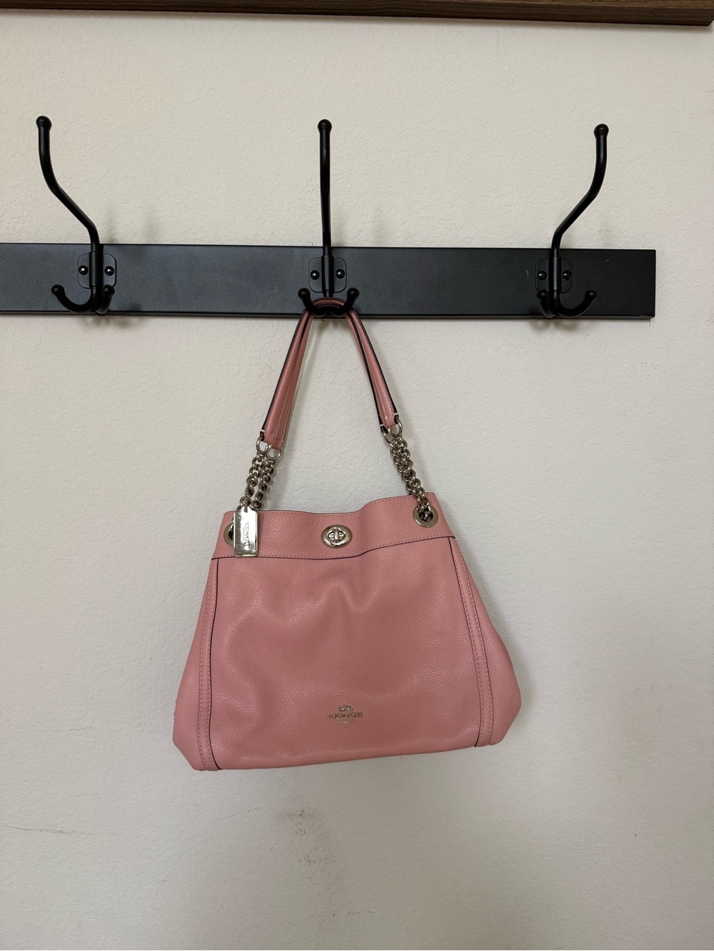 Coach Pink Leather Shoulder Bag with Chain Straps